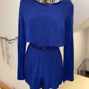 navy blue long sleeve romper